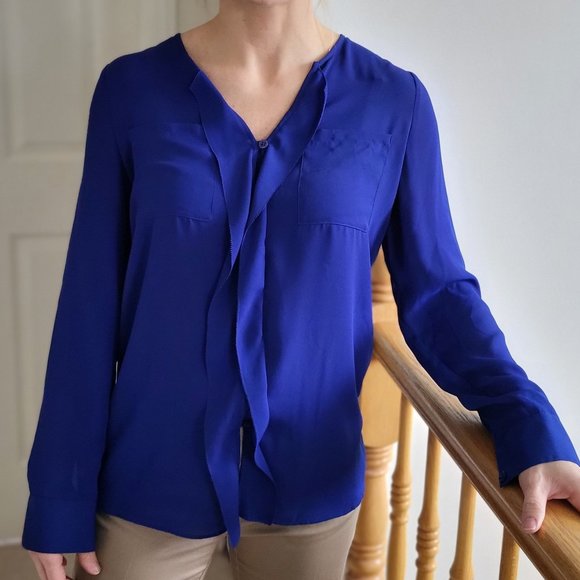 Royal Blue Button Up Blouse - Picture 1 of 7